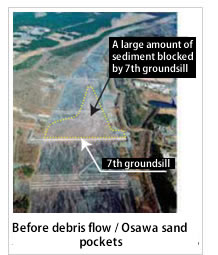 土石流発生前　大沢遊砂地　堆積状況