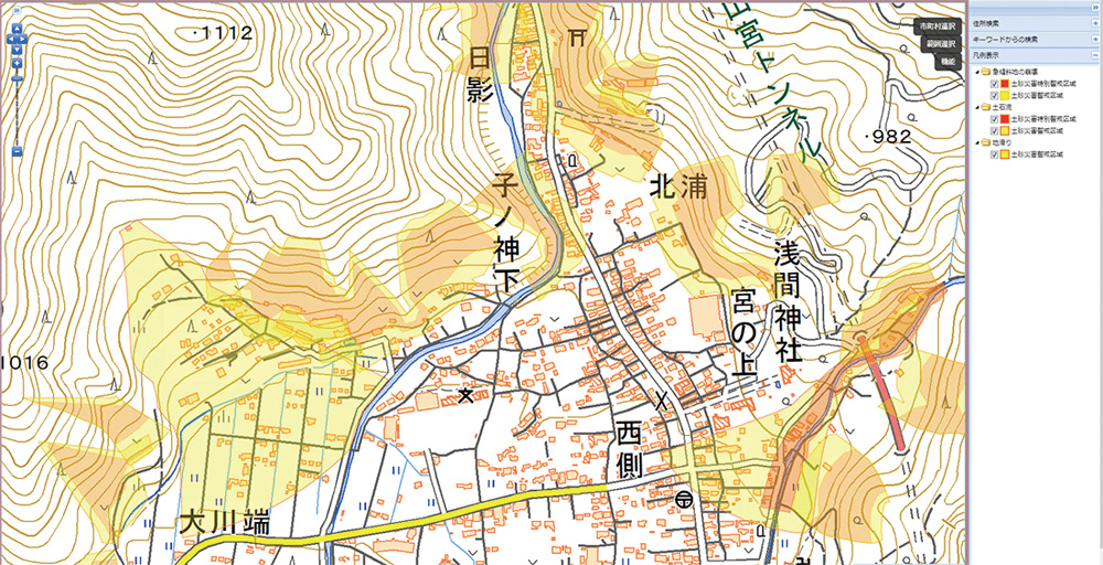 山梨県土砂災害警戒区域 ・特別警戒区域マップ