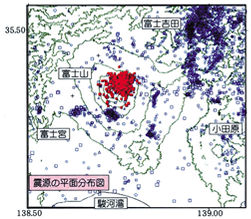 震源の平面分布図