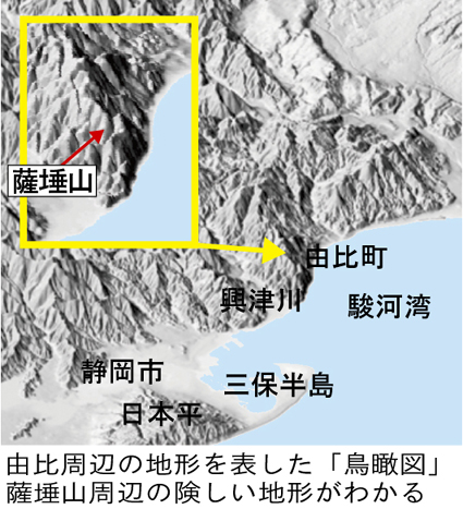 由比周辺の鳥瞰図