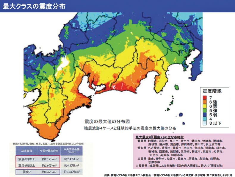 最大クラスの震度分布図