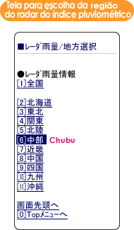 Tela para escolha da regiao do radar do indice pluviometrico
