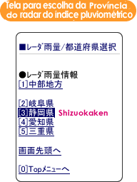 Tela para escolha da Provincia do radar do indice pluviometrico