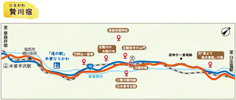 贄川宿地図