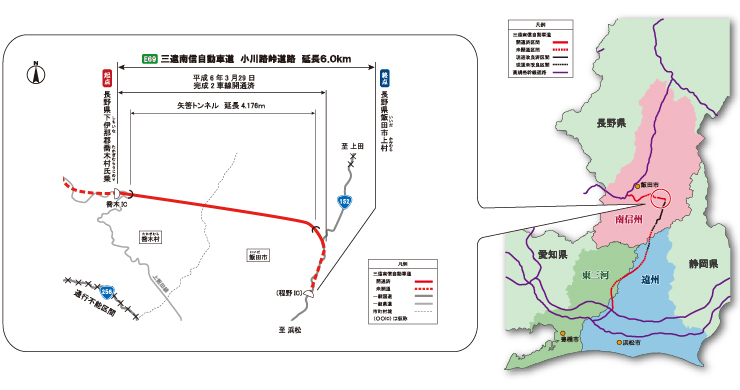 小川路峠道路位置図