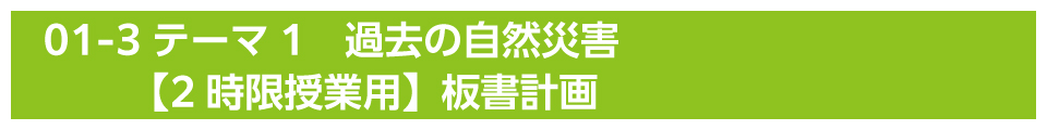 テーマ1　過去の自然災害【2時限授業用】板書計画