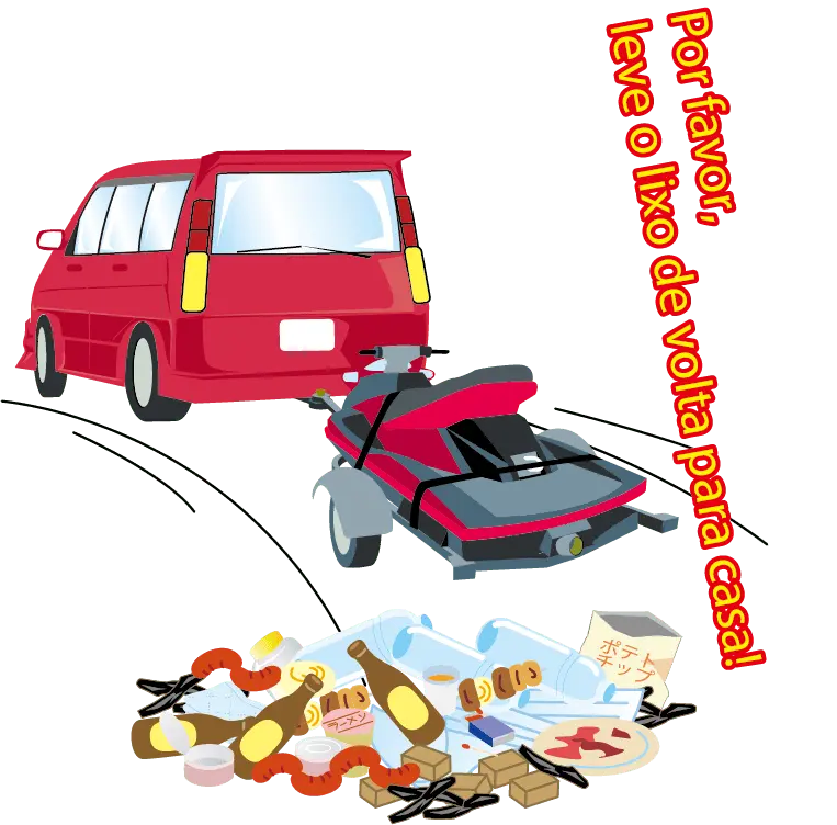 川にゴミを捨てる迷惑行為のイラスト