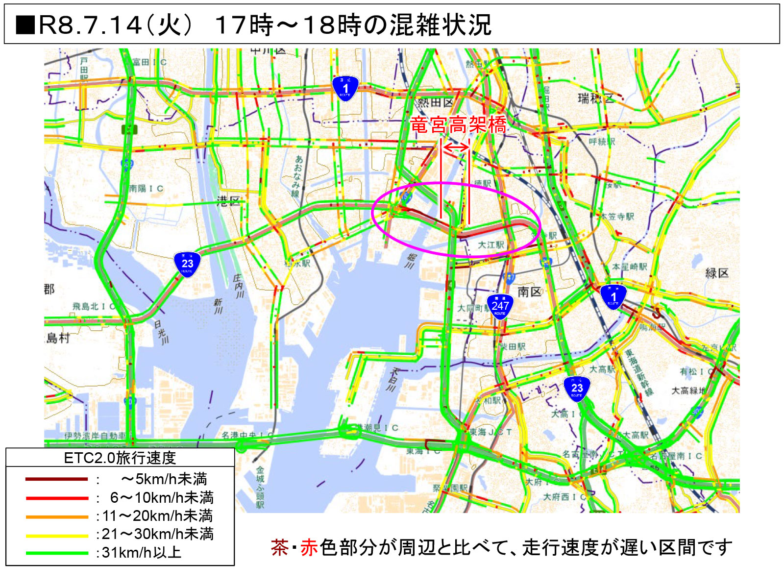 混雑時間帯の交通状況/7月14日(火)17時~18時