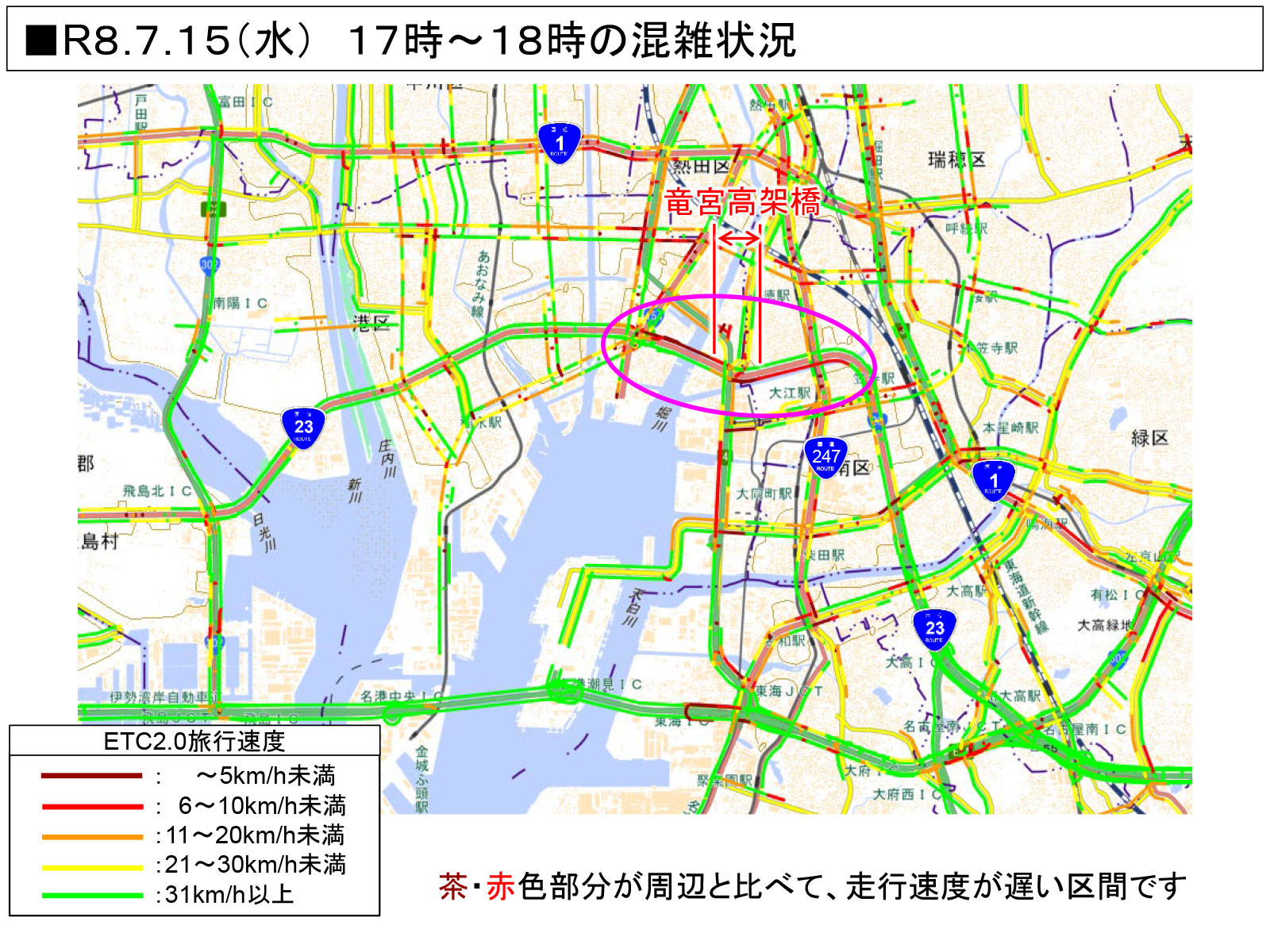 混雑時間帯の交通状況/7月15日(水)17時~18時