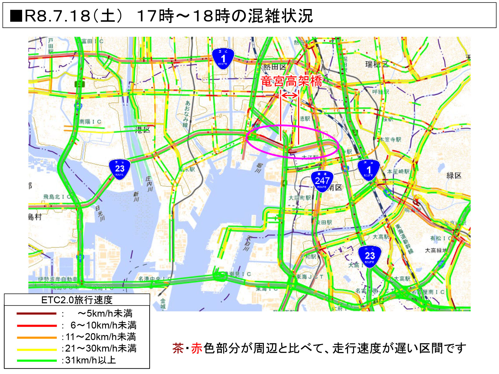 混雑時間帯の交通状況/7月18日(土)17時~18時