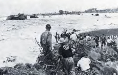 昭和36年　美篶地区破堤状況