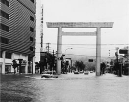 伊勢市駅前の被災状況