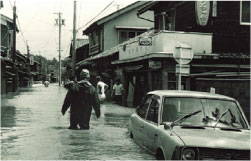 洪水の浸水状況（鈴鹿市庄野町）（S49.7）
