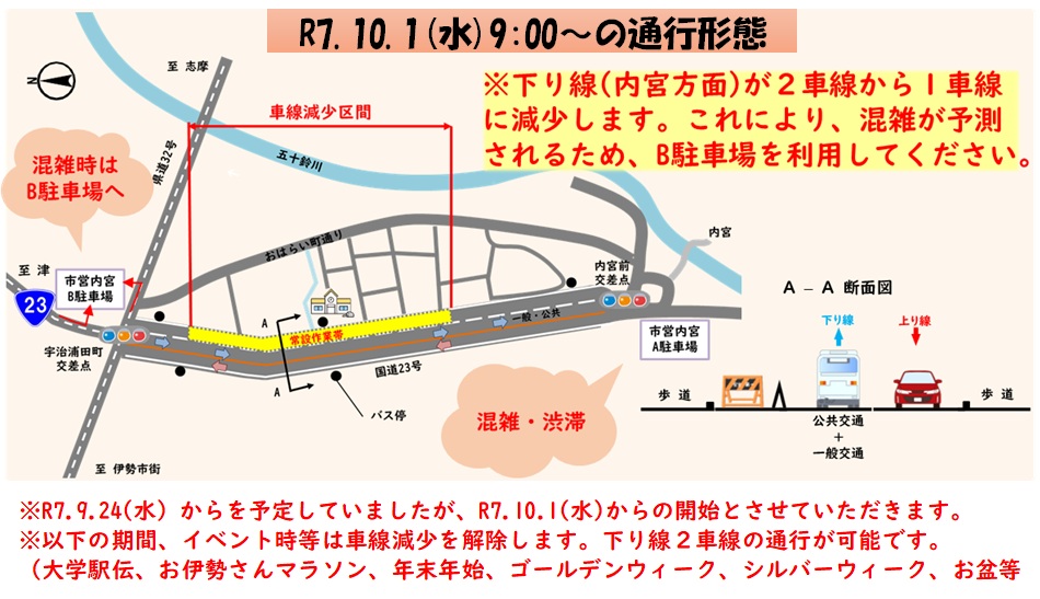 ★★国道23号内宮付近 工事規制について★★