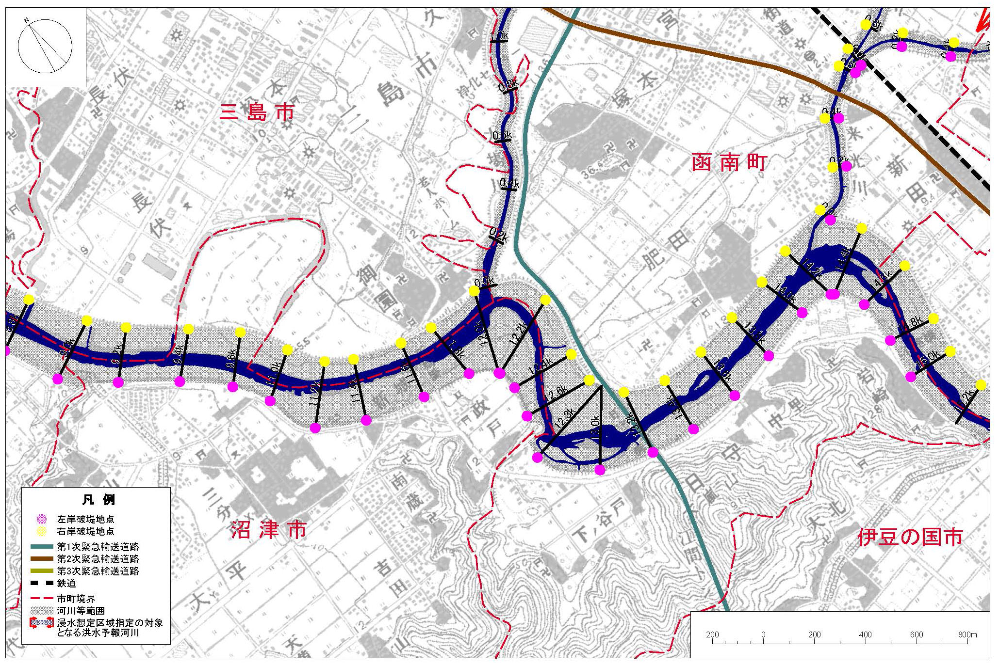 沼津市大平～函南町岩崎付近