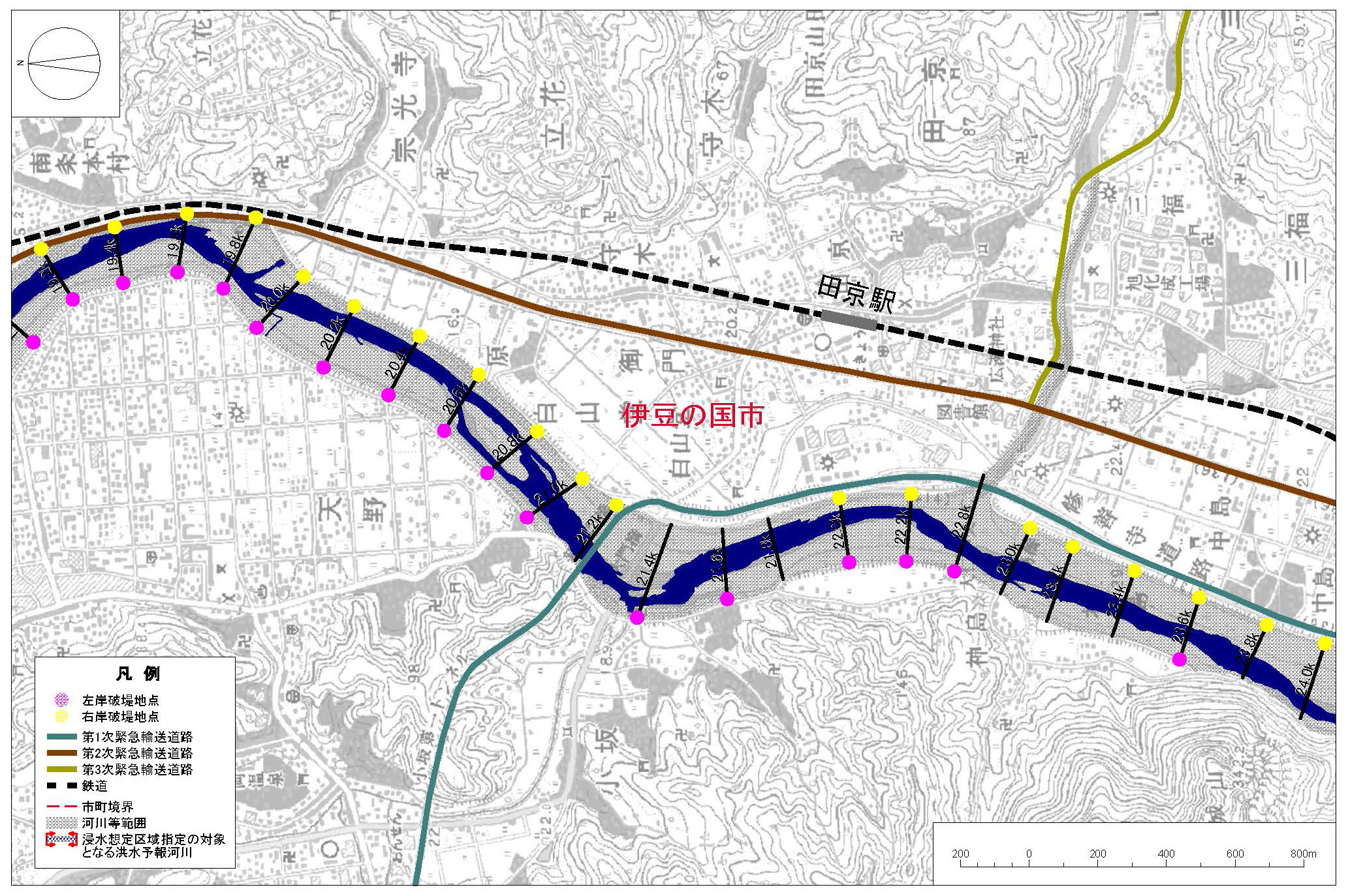 千歳橋~伊豆の国市神島付近 千歳橋~伊豆の国市神島付近