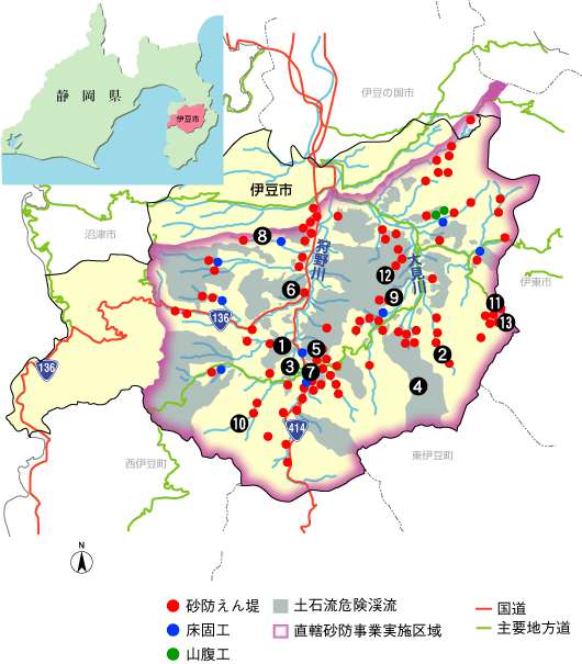 鹿群山砂防堰堤　位置図