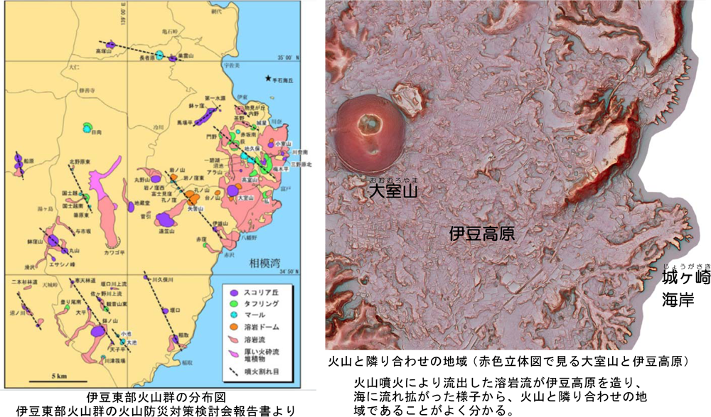 伊豆東部火山群の分布図