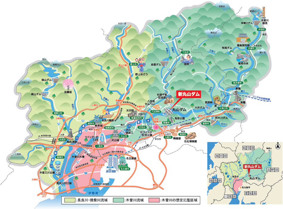 新丸山ダムの位置の地図