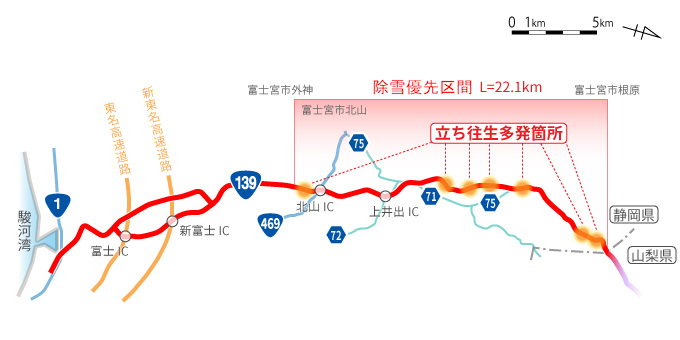 国道１３９号の除雪優先区間