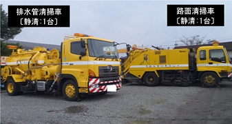 排水管清掃車（左）　路面清掃車（右）