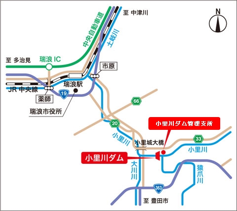 小里川ダム管理支所の地図