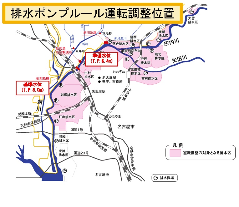 排水ポンプルール運転調整位置図