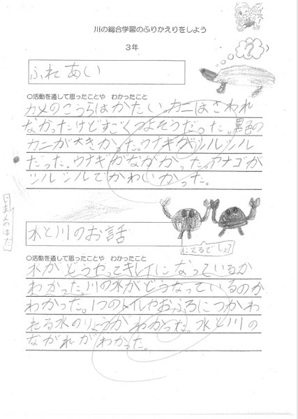 川の総合学習のふりかえり
