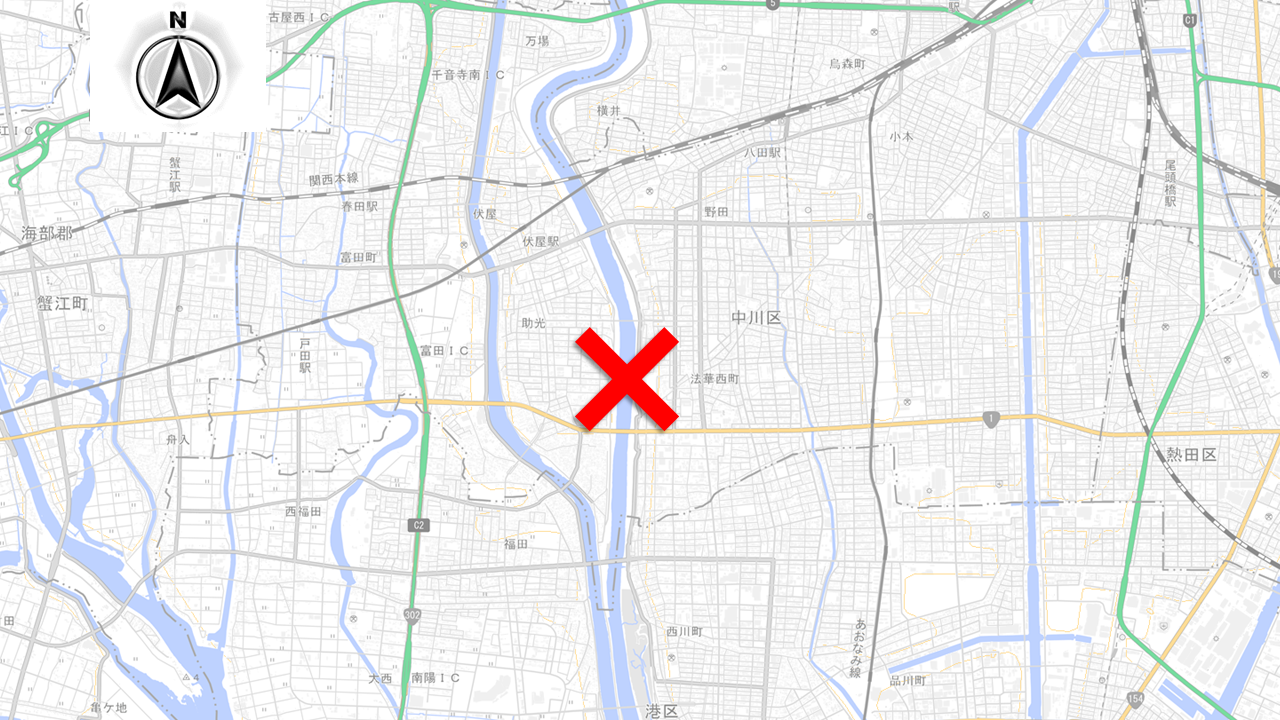 河道掘削（中川区大蟷螂町）施工前（位置図）
