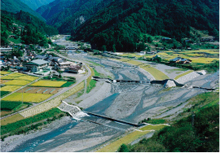 大河原床固工群（本川と支川青木川の合流部）