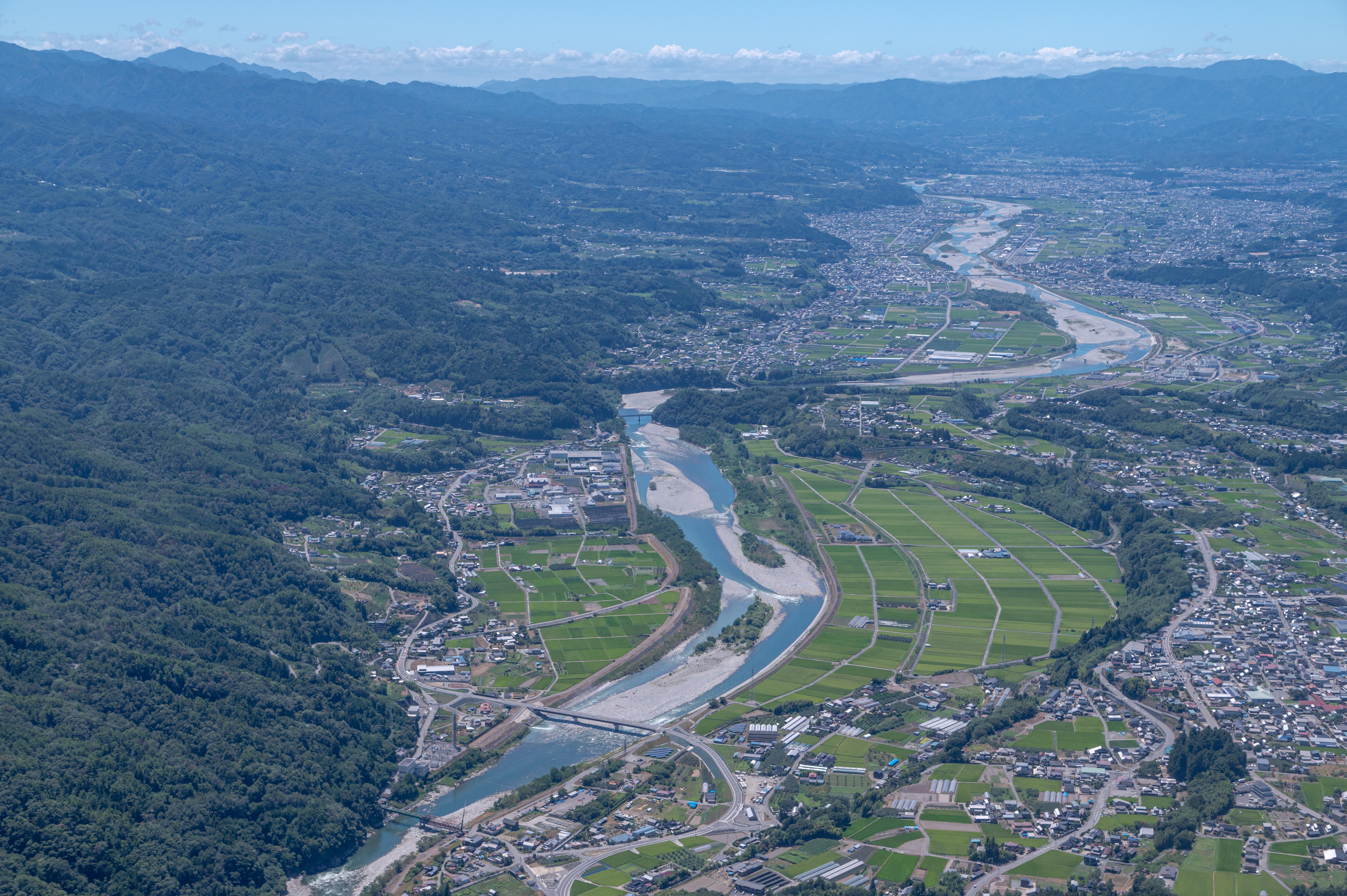 上空からの天竜川
