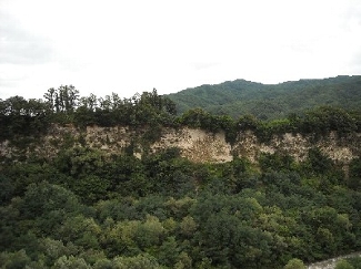 写真（与田切川に面した田切地形）