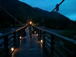 囁くようにライトアップされたこまくさ橋