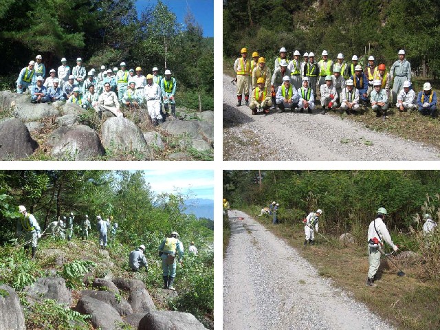 飯島いいものつくろう会による伐木と除草