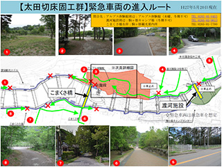 緊急車両の進入ルートマップ