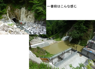 あふれて水が浸かった現場