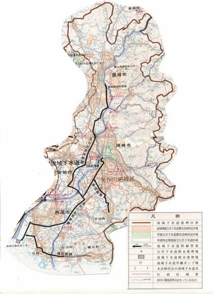 矢作川流域下水道概要図