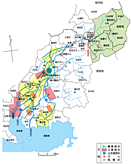 矢作ダム利水受益地域図